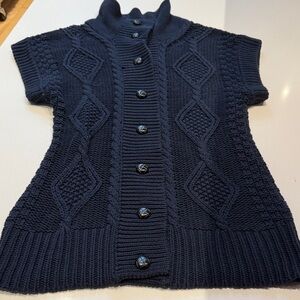Banana Republic Vintage Heavyweight Cable Knit Cardigan Sweater, Navy, Size M